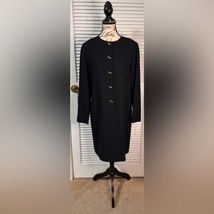 Evan Picone Elegant Black Dress with Gold Accents NWT